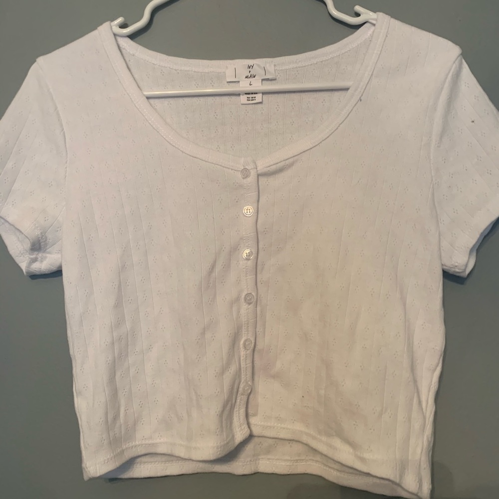 white button up top